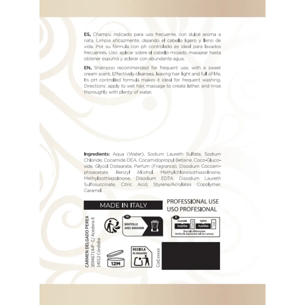 Carmen Cosméticos Champú Diario con Aroma a Nata 500ml - 1
